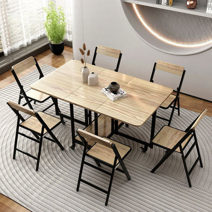 Modern Simplicity Square Solid Wood Melamine Board Carbon Steel Frame Foldable Dining Chair Backrest For Dining Room