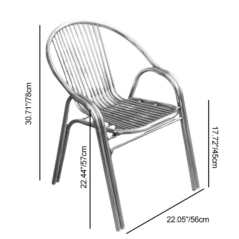 Modern Simplicity Curved Stainless Steel Stackable Dining Chair Backrest Armrest For Dining Room