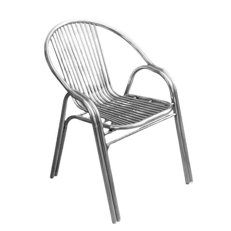 Modern Simplicity Curved Stainless Steel Stackable Dining Chair Backrest Armrest For Dining Room