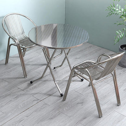 Modern Simplicity Curved Stainless Steel Stackable Dining Chair Backrest Armrest For Dining Room