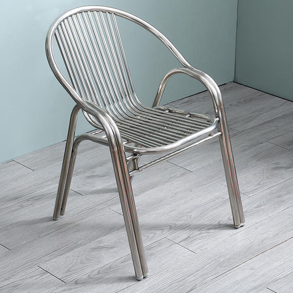 Modern Simplicity Curved Stainless Steel Stackable Dining Chair Backrest Armrest For Dining Room