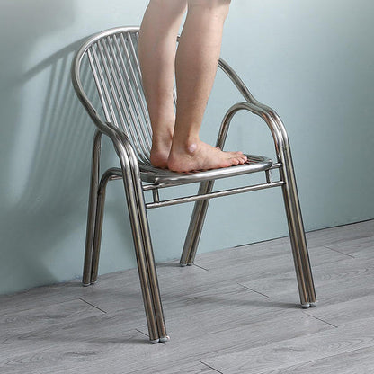 Modern Simplicity Curved Stainless Steel Stackable Dining Chair Backrest Armrest For Dining Room