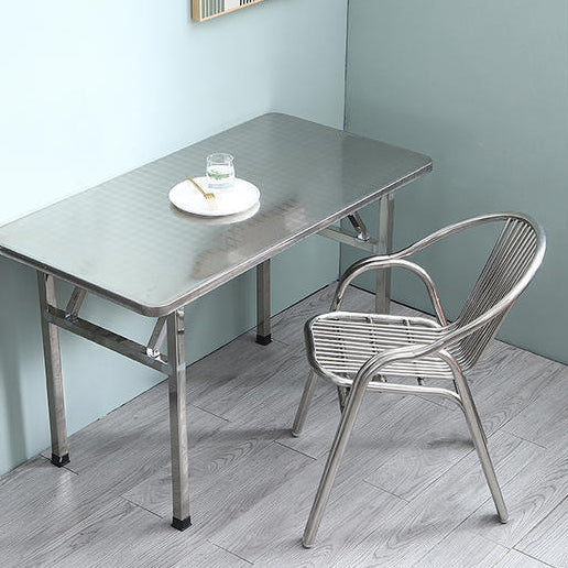 Modern Simplicity Curved Stainless Steel Stackable Dining Chair Backrest Armrest For Dining Room