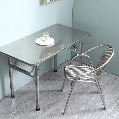 Modern Simplicity Curved Stainless Steel Stackable Dining Chair Backrest Armrest For Dining Room