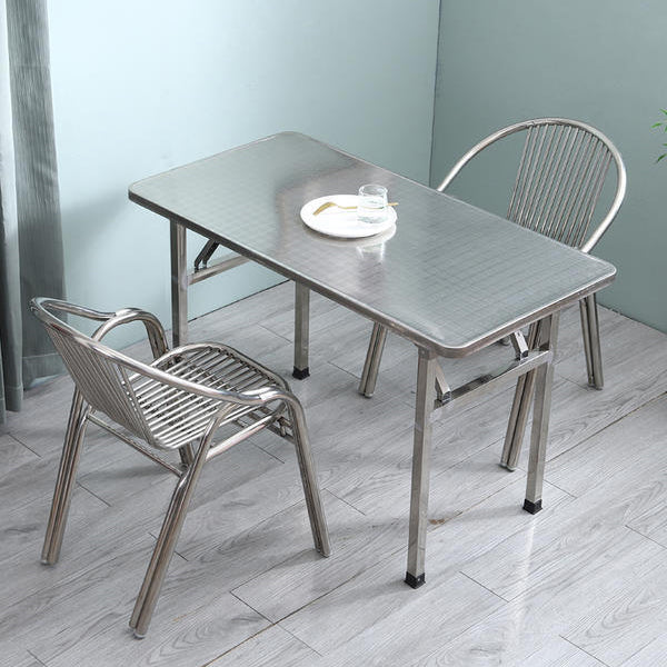 Modern Simplicity Curved Stainless Steel Stackable Dining Chair Backrest Armrest For Dining Room