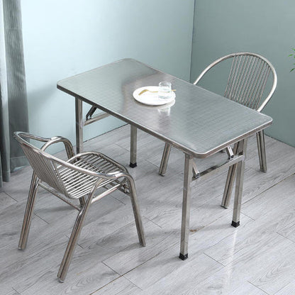 Modern Simplicity Curved Stainless Steel Stackable Dining Chair Backrest Armrest For Dining Room