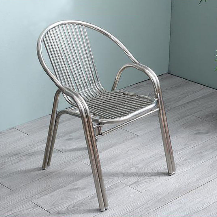 Modern Simplicity Curved Stainless Steel Stackable Dining Chair Backrest Armrest For Dining Room