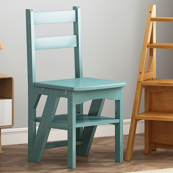 Contemporary Simplicity Solid Wood 2-in-1 Folding Storage Step Stool Ladder Chair Backrest Footrest For Dining Room