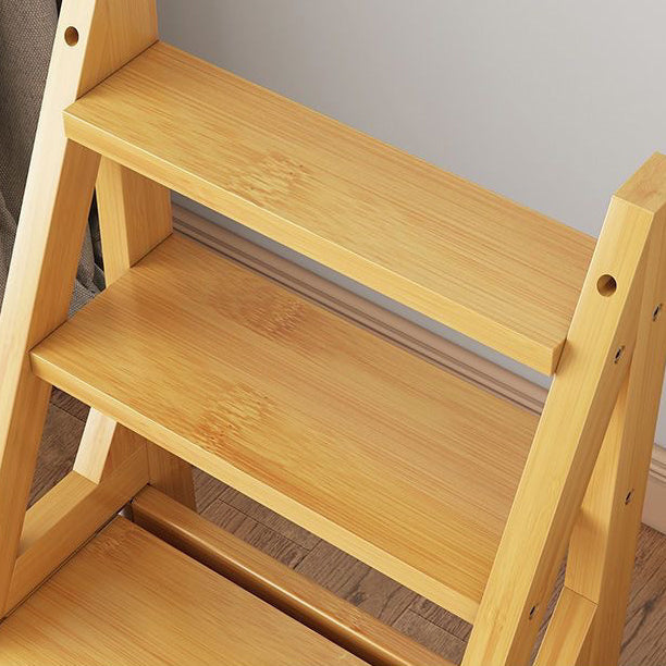 Contemporary Simplicity Solid Wood 2-in-1 Folding Storage Step Stool Ladder Chair Backrest Footrest For Dining Room