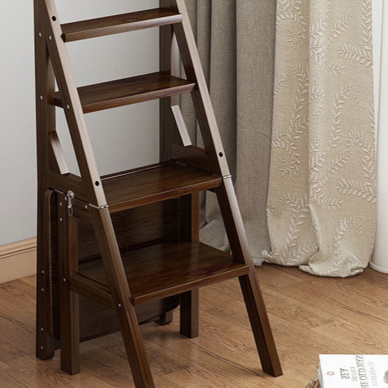 Contemporary Simplicity Solid Wood 2-in-1 Folding Storage Step Stool Ladder Chair Backrest Footrest For Dining Room