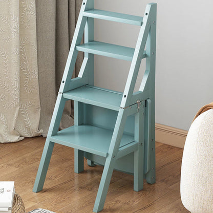 Contemporary Simplicity Solid Wood 2-in-1 Folding Storage Step Stool Ladder Chair Backrest Footrest For Dining Room