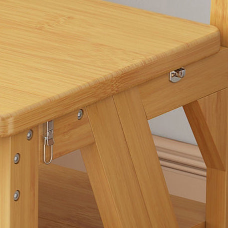 Contemporary Simplicity Solid Wood 2-in-1 Folding Storage Step Stool Ladder Chair Backrest Footrest For Dining Room