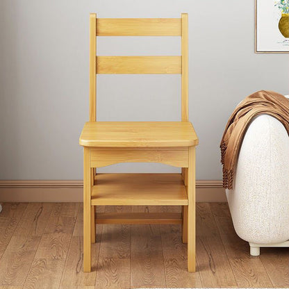 Contemporary Simplicity Solid Wood 2-in-1 Folding Storage Step Stool Ladder Chair Backrest Footrest For Dining Room