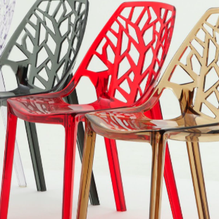 Contemporary Nordic Curved Plastic Dining Chair Openwork Backrest For Dining Room