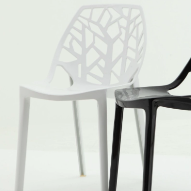 Contemporary Nordic Curved Plastic Dining Chair Openwork Backrest For Dining Room
