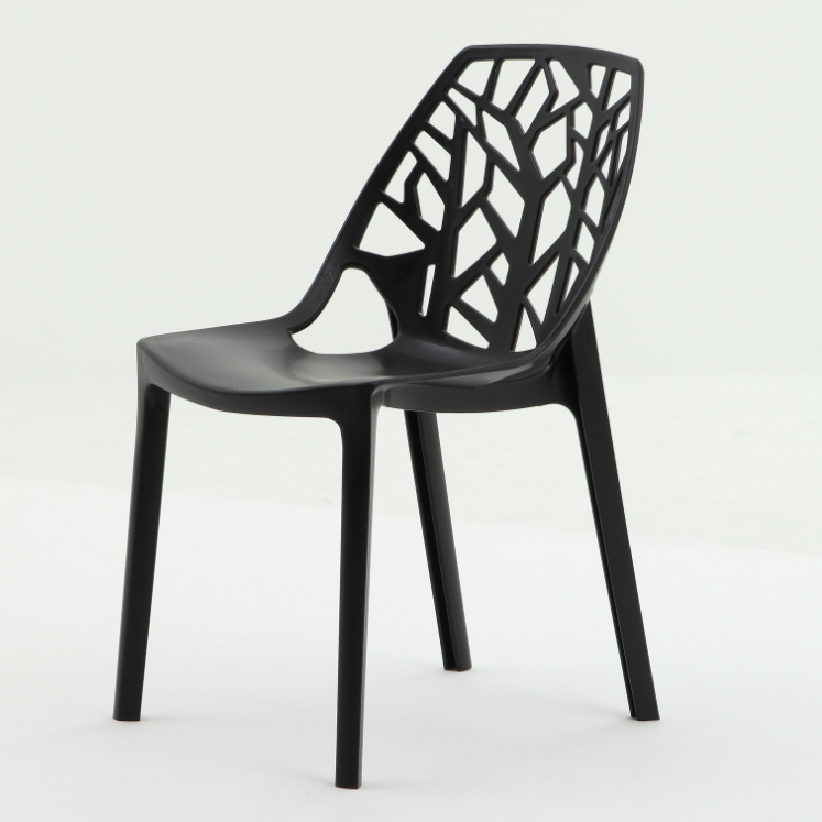 Contemporary Nordic Curved Plastic Dining Chair Openwork Backrest For Dining Room