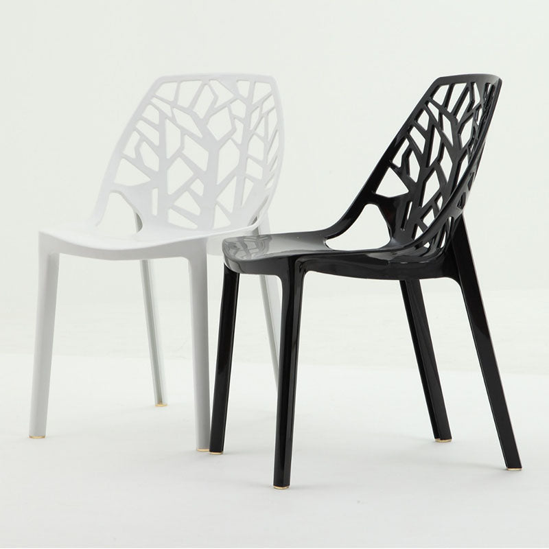 Contemporary Nordic Curved Plastic Dining Chair Openwork Backrest For Dining Room