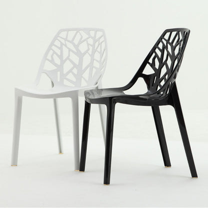 Contemporary Nordic Curved Plastic Dining Chair Openwork Backrest For Dining Room