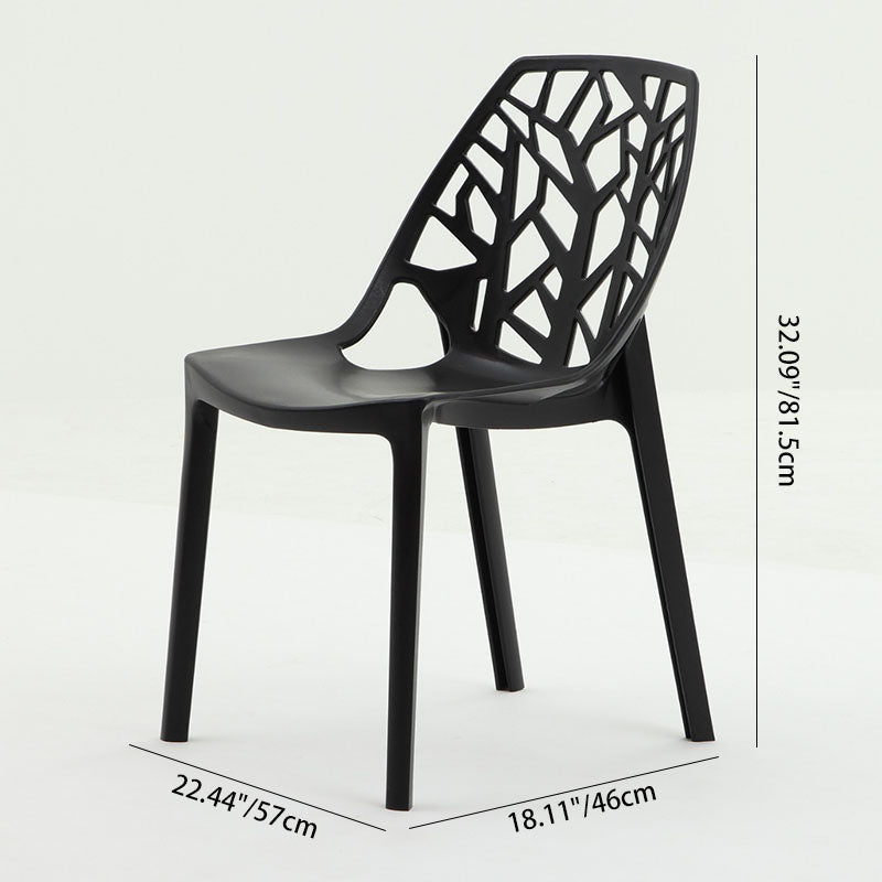Contemporary Nordic Curved Plastic Dining Chair Openwork Backrest For Dining Room