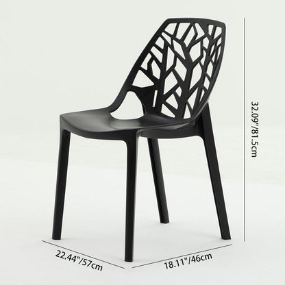 Contemporary Nordic Curved Plastic Dining Chair Openwork Backrest For Dining Room
