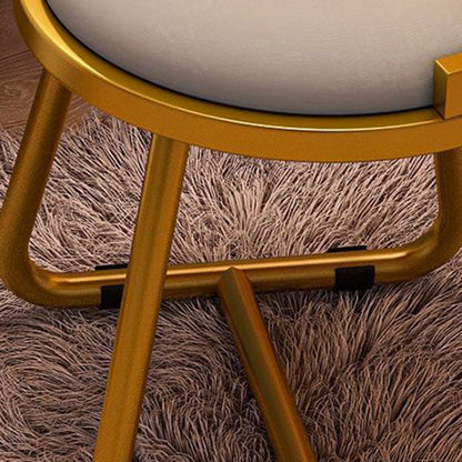 Contemporary Luxury Round Velvet Upholstered Metal Frame Vanity Stool Curved Backrest For Bedroom