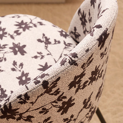 Contemporary Creative Curved Printed Flannel Upholstered Solid Wood Legs Vanity Stool Backrest For Bedroom