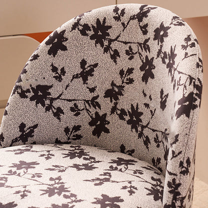 Contemporary Creative Curved Printed Flannel Upholstered Solid Wood Legs Vanity Stool Backrest For Bedroom