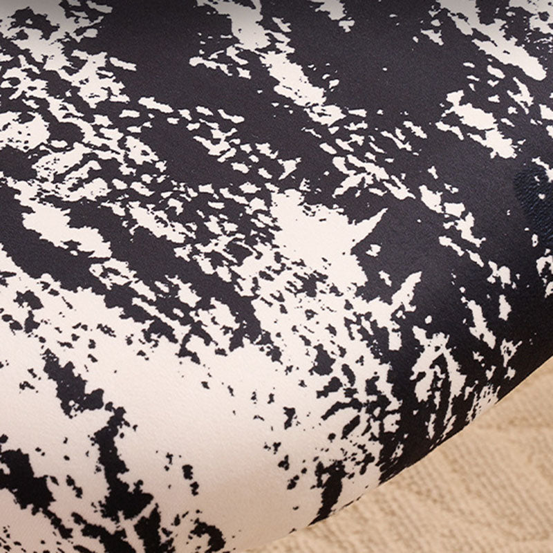 Contemporary Creative Curved Printed Flannel Upholstered Solid Wood Legs Vanity Stool Backrest For Bedroom
