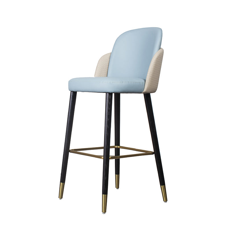 Contemporary Luxury Square Leather Upholstered Solid Wood Bar Stool Footrest For Dining Room