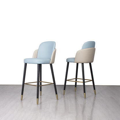 Contemporary Luxury Square Leather Upholstered Solid Wood Bar Stool Footrest For Dining Room