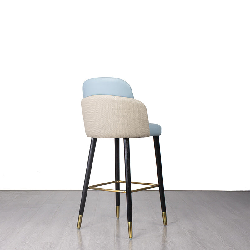 Contemporary Luxury Square Leather Upholstered Solid Wood Bar Stool Footrest For Dining Room