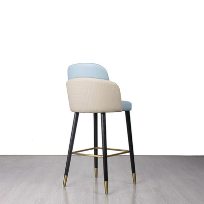 Contemporary Luxury Square Leather Upholstered Solid Wood Bar Stool Footrest For Dining Room