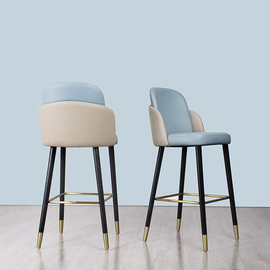 Contemporary Luxury Square Leather Upholstered Solid Wood Bar Stool Footrest For Dining Room