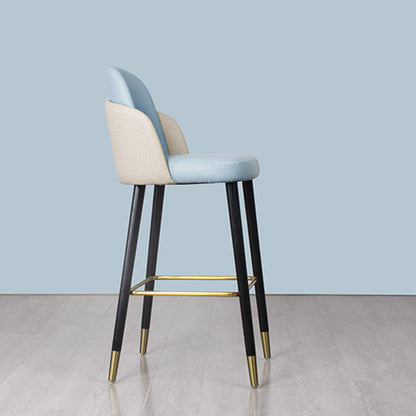 Contemporary Luxury Square Leather Upholstered Solid Wood Bar Stool Footrest For Dining Room