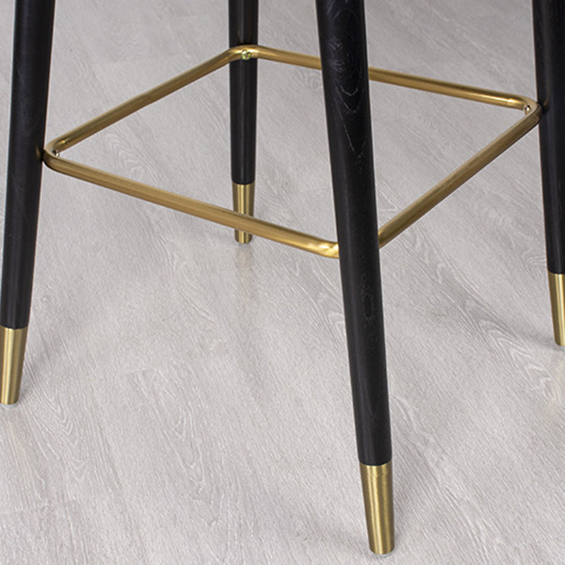 Contemporary Luxury Square Leather Upholstered Solid Wood Bar Stool Footrest For Dining Room