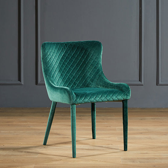 Contemporary Luxury Square Velvet Solid Wood Frame Dining Chair Wingback For Dining Room