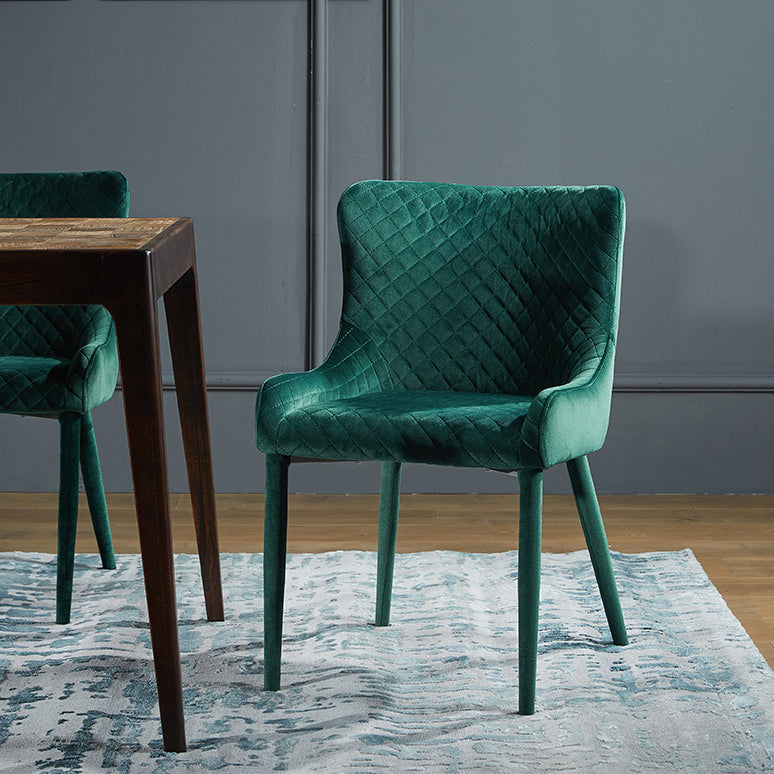 Contemporary Luxury Square Velvet Solid Wood Frame Dining Chair Wingback For Dining Room