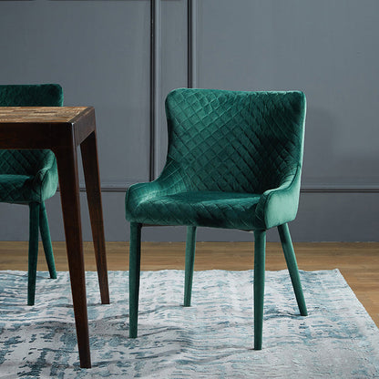 Contemporary Luxury Square Velvet Solid Wood Frame Dining Chair Wingback For Dining Room