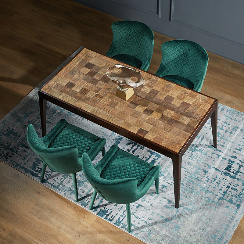 Contemporary Luxury Square Velvet Solid Wood Frame Dining Chair Wingback For Dining Room