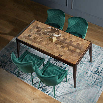 Contemporary Luxury Square Velvet Solid Wood Frame Dining Chair Wingback For Dining Room