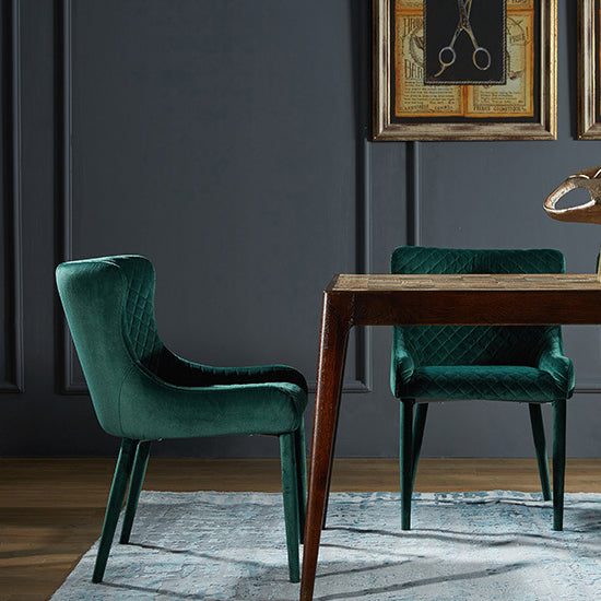 Contemporary Luxury Square Velvet Solid Wood Frame Dining Chair Wingback For Dining Room