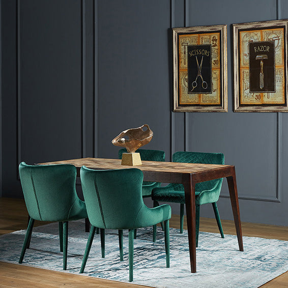 Contemporary Luxury Square Velvet Solid Wood Frame Dining Chair Wingback For Dining Room