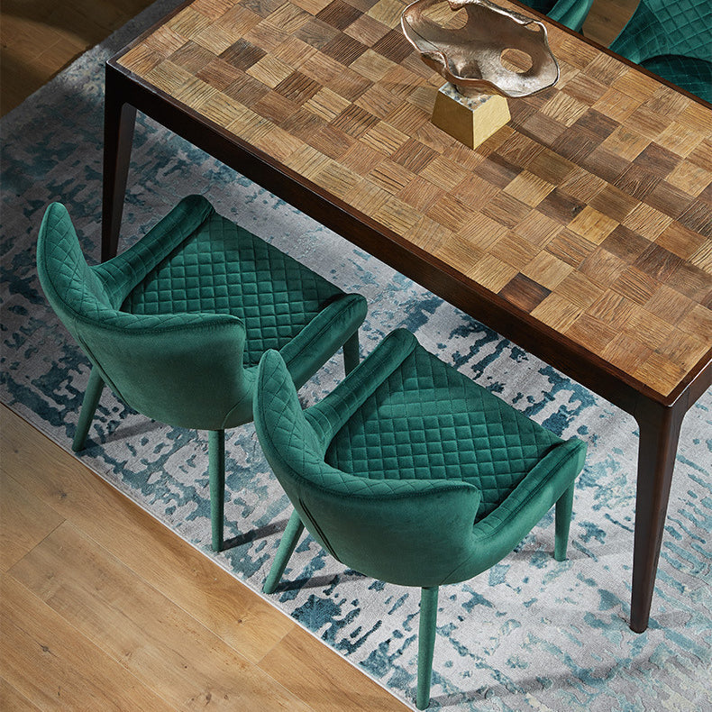 Contemporary Luxury Square Velvet Solid Wood Frame Dining Chair Wingback For Dining Room