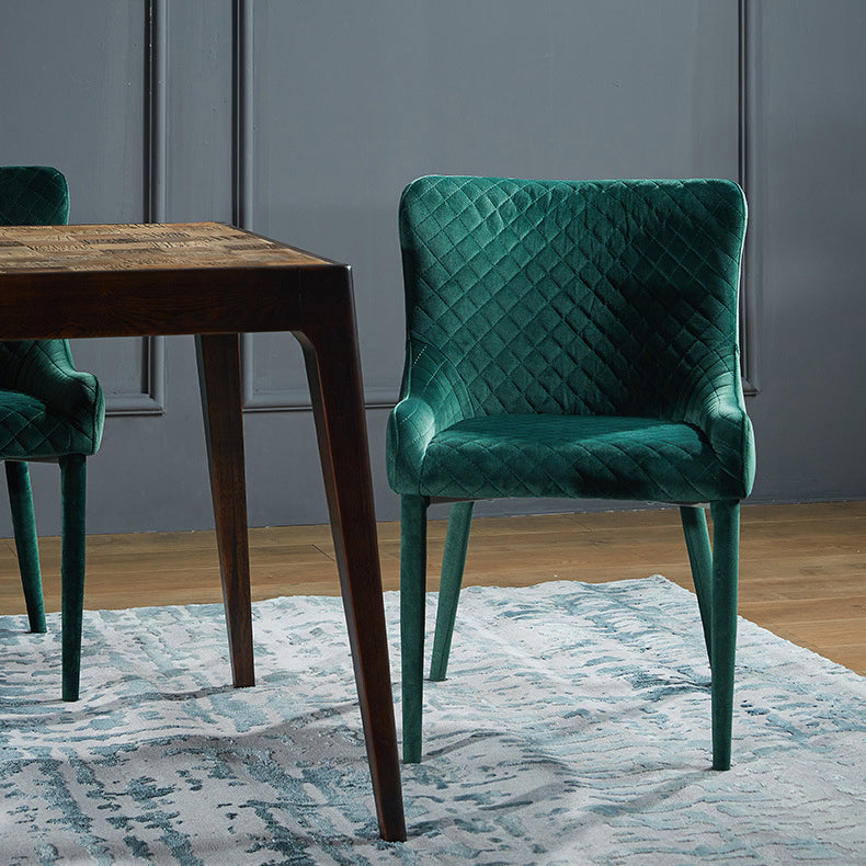 Contemporary Luxury Square Velvet Solid Wood Frame Dining Chair Wingback For Dining Room