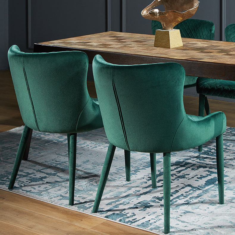 Contemporary Luxury Square Velvet Solid Wood Frame Dining Chair Wingback For Dining Room