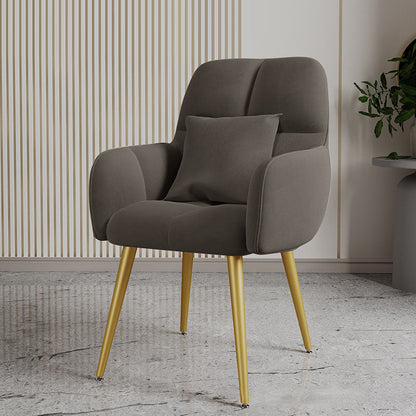 Contemporary Luxury Square Velvet Upholstered Metal Vanity Stool Pillow Backrest Armrest For Bedroom