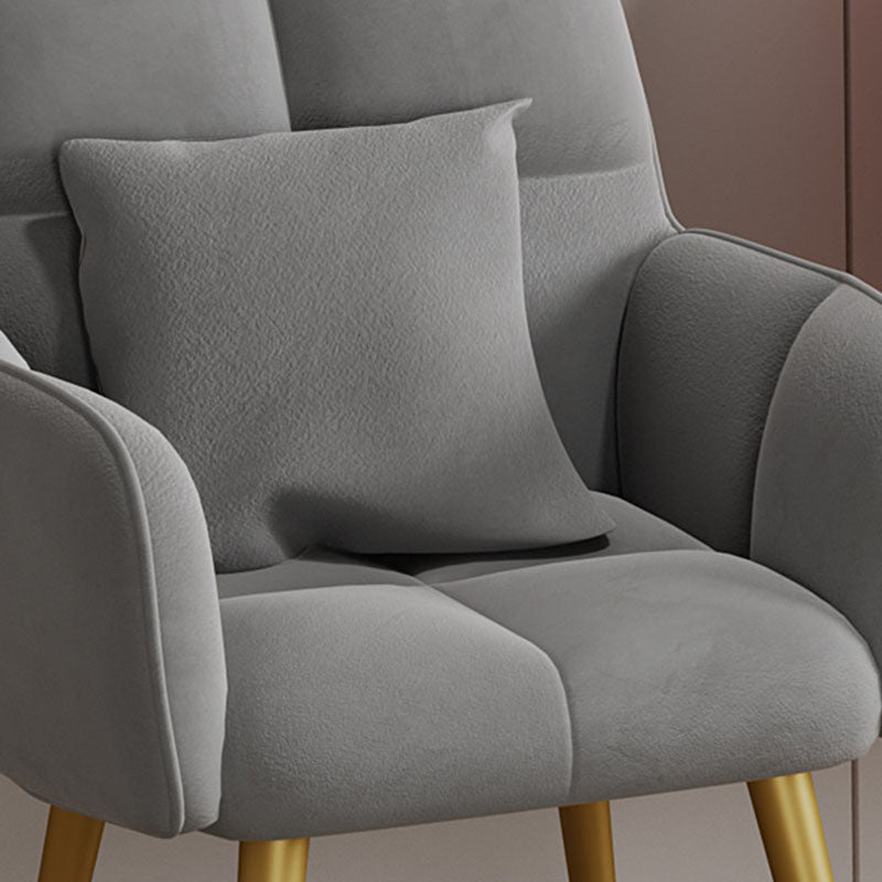 Contemporary Luxury Square Velvet Upholstered Metal Vanity Stool Pillow Backrest Armrest For Bedroom