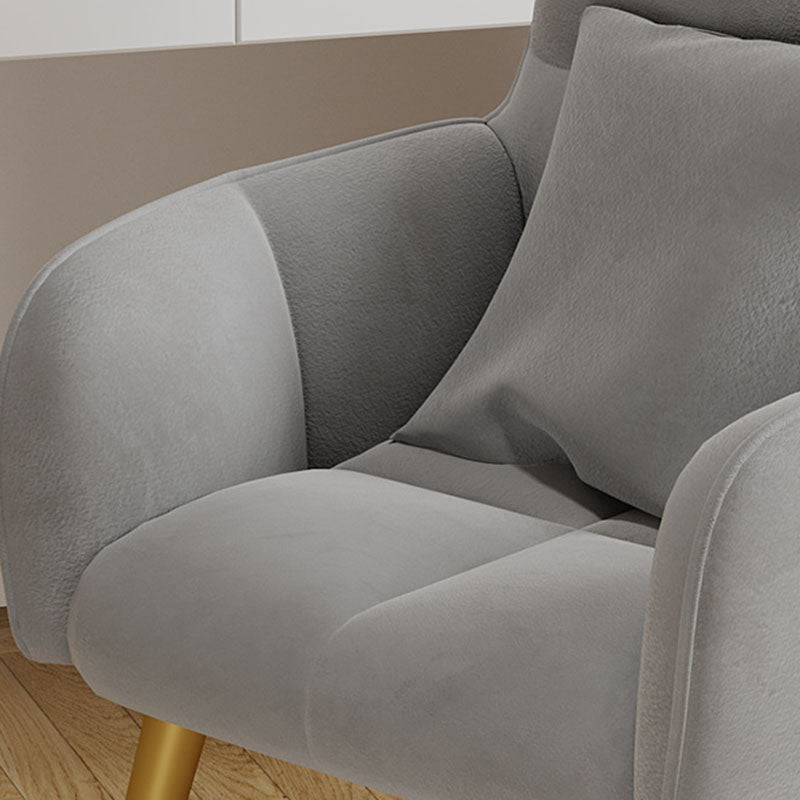 Contemporary Luxury Square Velvet Upholstered Metal Vanity Stool Pillow Backrest Armrest For Bedroom