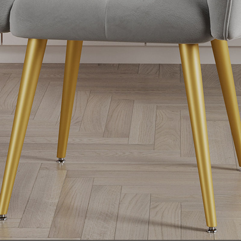 Contemporary Luxury Square Velvet Upholstered Metal Vanity Stool Pillow Backrest Armrest For Bedroom