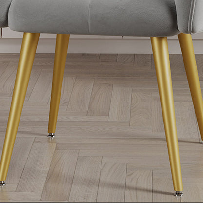 Contemporary Luxury Square Velvet Upholstered Metal Vanity Stool Pillow Backrest Armrest For Bedroom